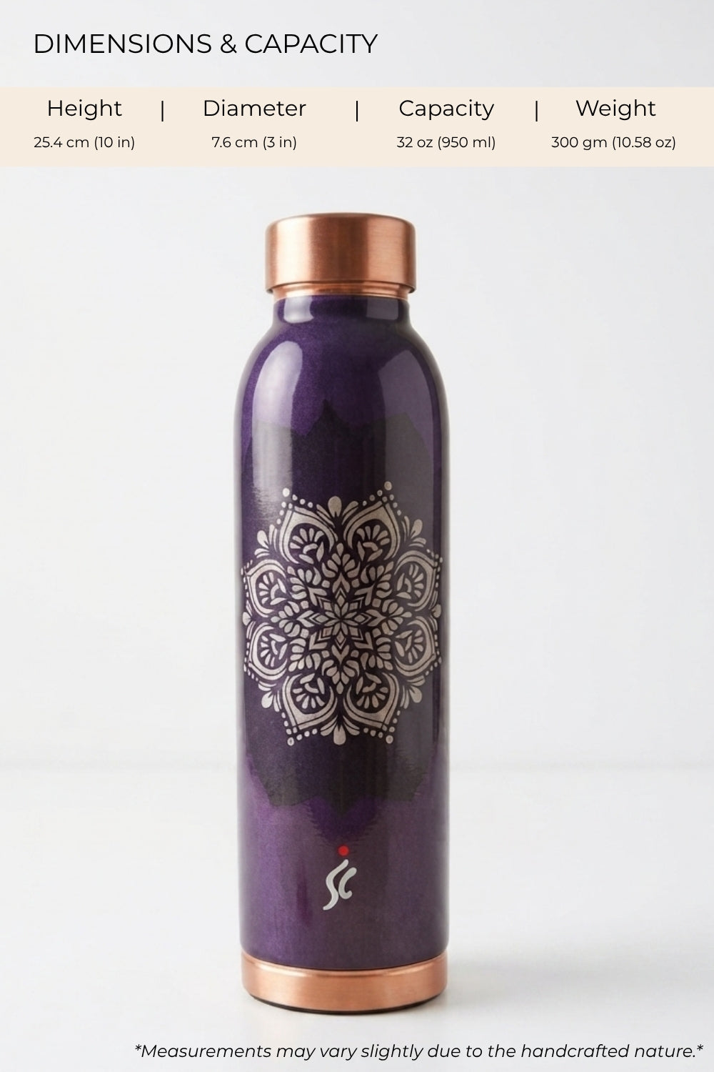 Aarunya Pure Copper Water Bottle, 1 Litre