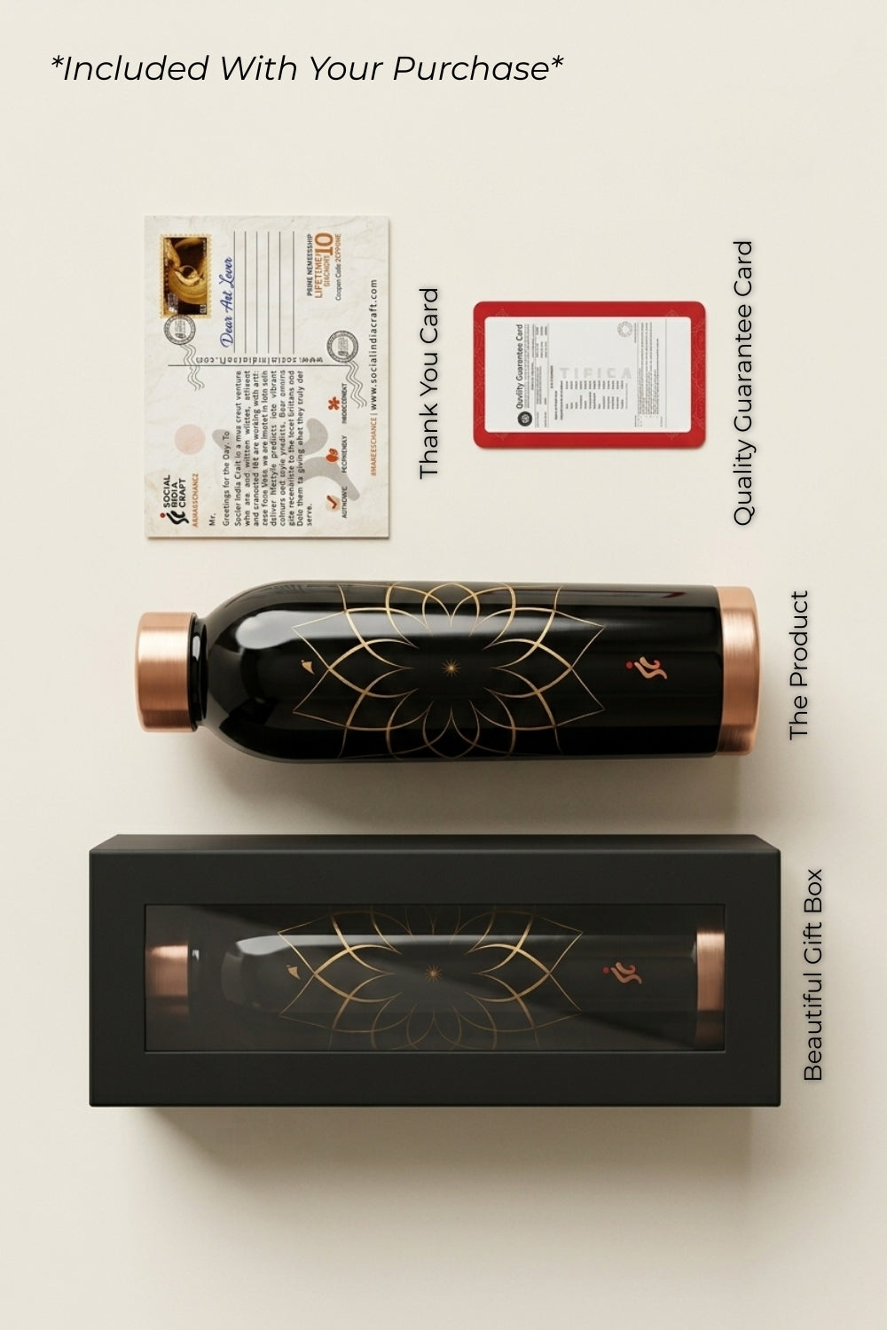 Padma  Pure Copper Water Bottle, 1 Litre