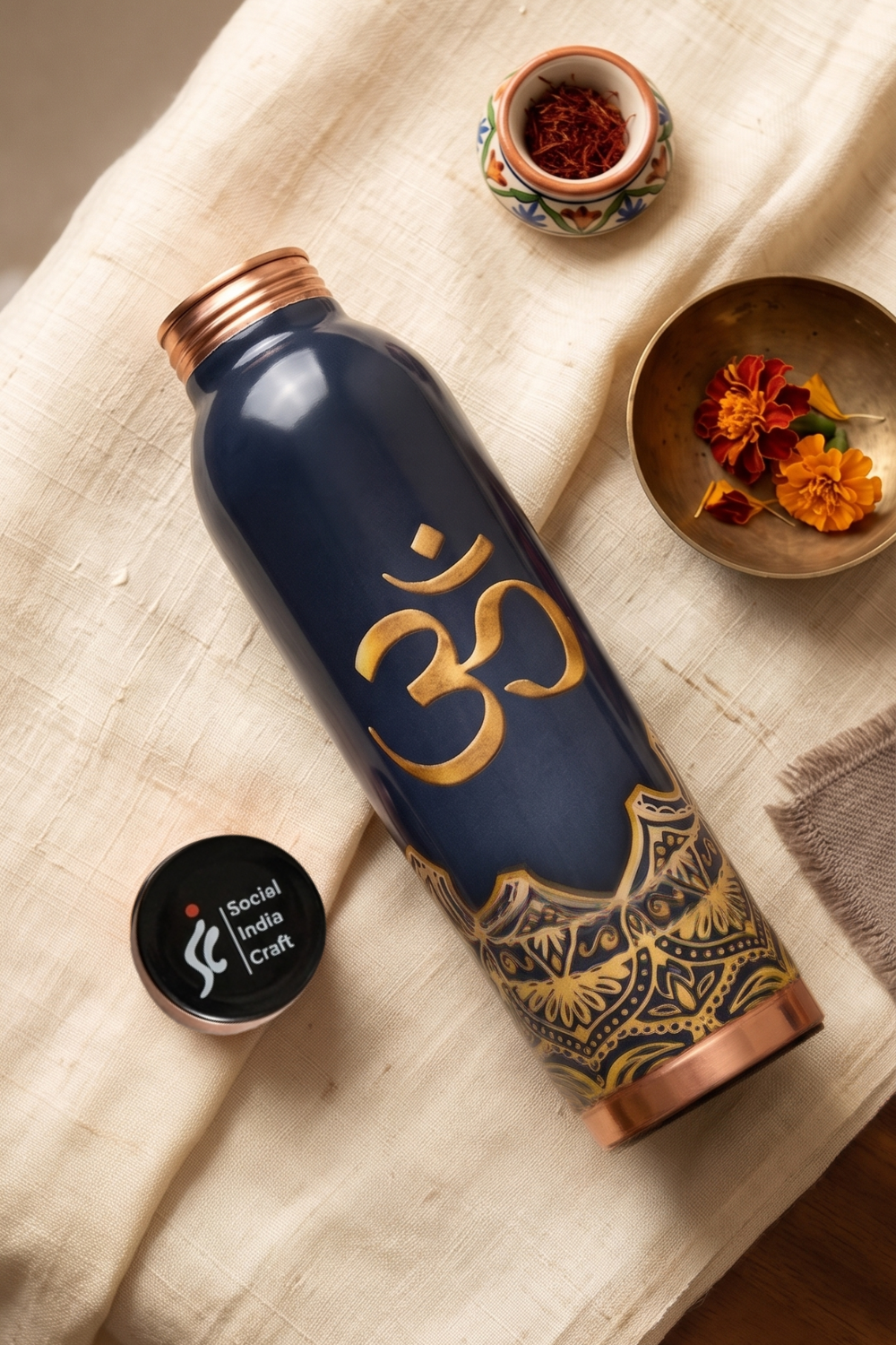 Pranava Pure Copper Water Bottle, 1 Litre